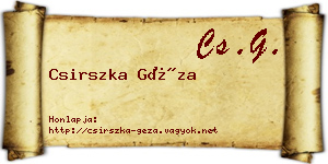 Csirszka Géza névjegykártya